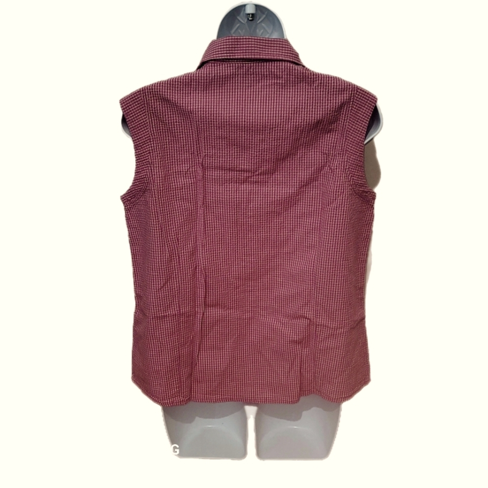 Woolrich Ladies Tank Top Size Med Pink and White Gingham Searsucker Style - Picture 4 of 8
